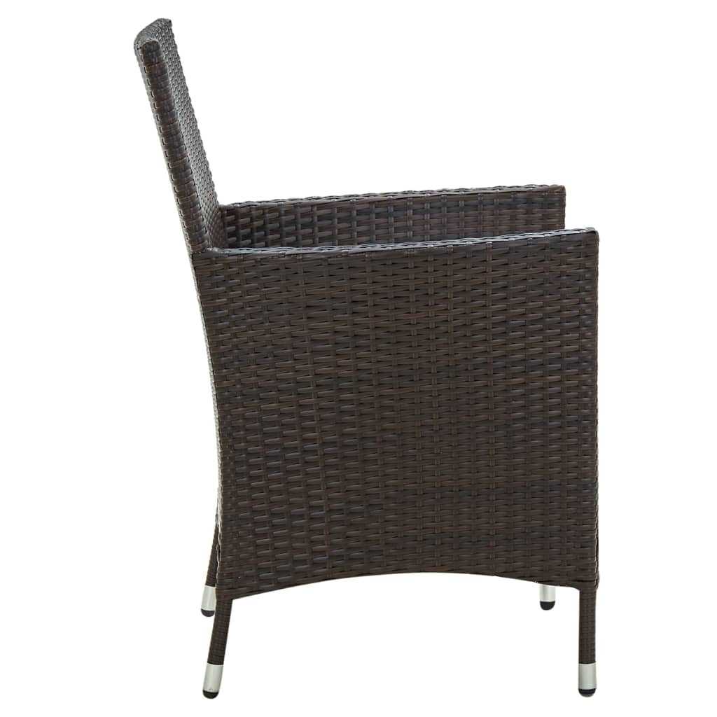 5-Tlg. Garten-Essgruppe Mit Auflagen Poly Rattan Braun