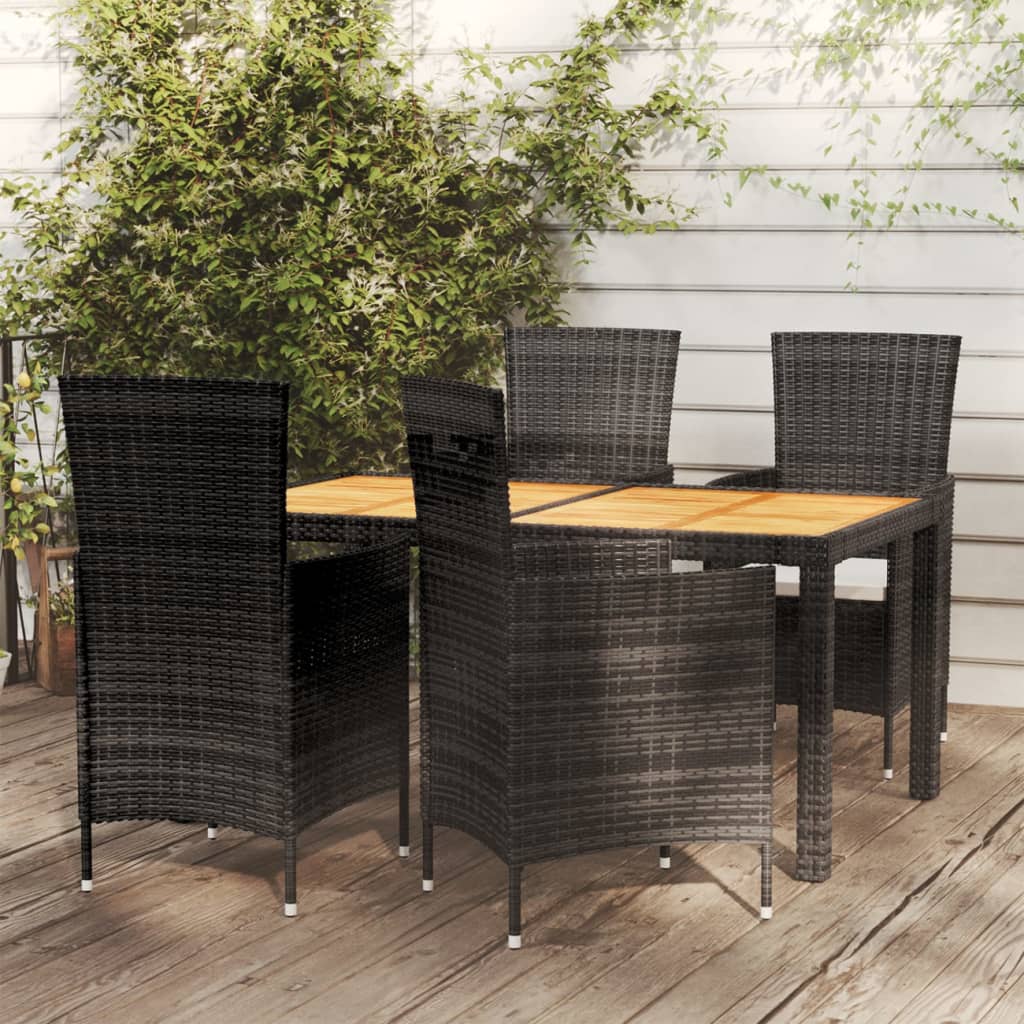 5-Tlg. Garten-Essgruppe Mit Auflagen Poly Rattan Braun