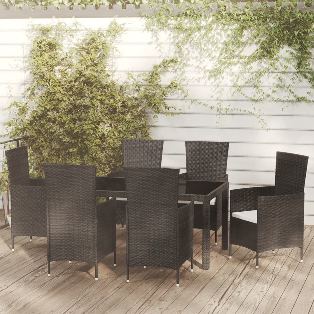 5-Tlg. Garten-Essgruppe Mit Auflagen Poly Rattan Braun