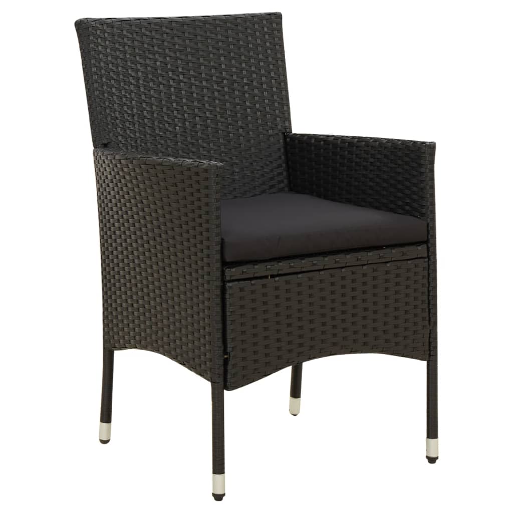 9-Tlg. Garten-Essgruppe Mit Kissen Poly Rattan Schwarz