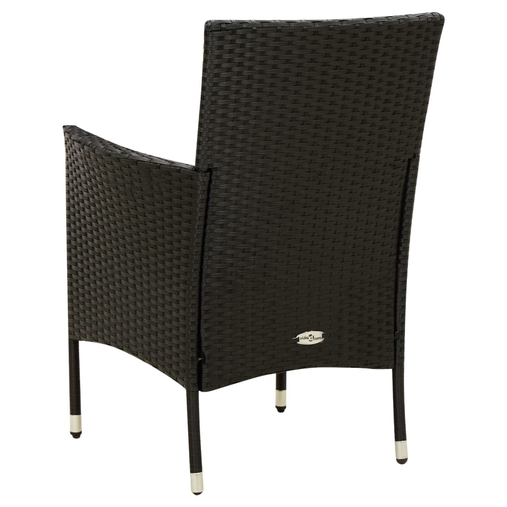 9-Tlg. Garten-Essgruppe Mit Kissen Poly Rattan Schwarz