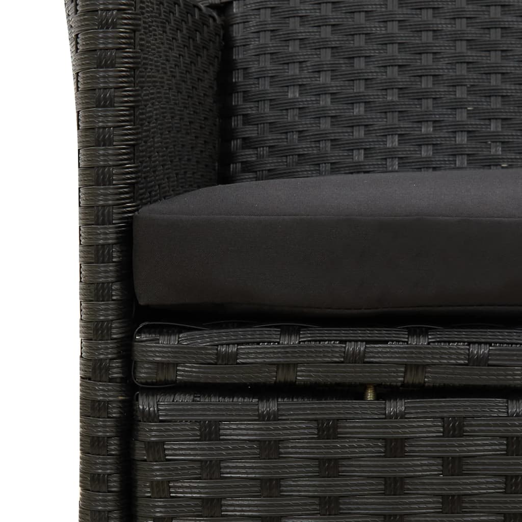 9-Tlg. Garten-Essgruppe Mit Kissen Poly Rattan Schwarz