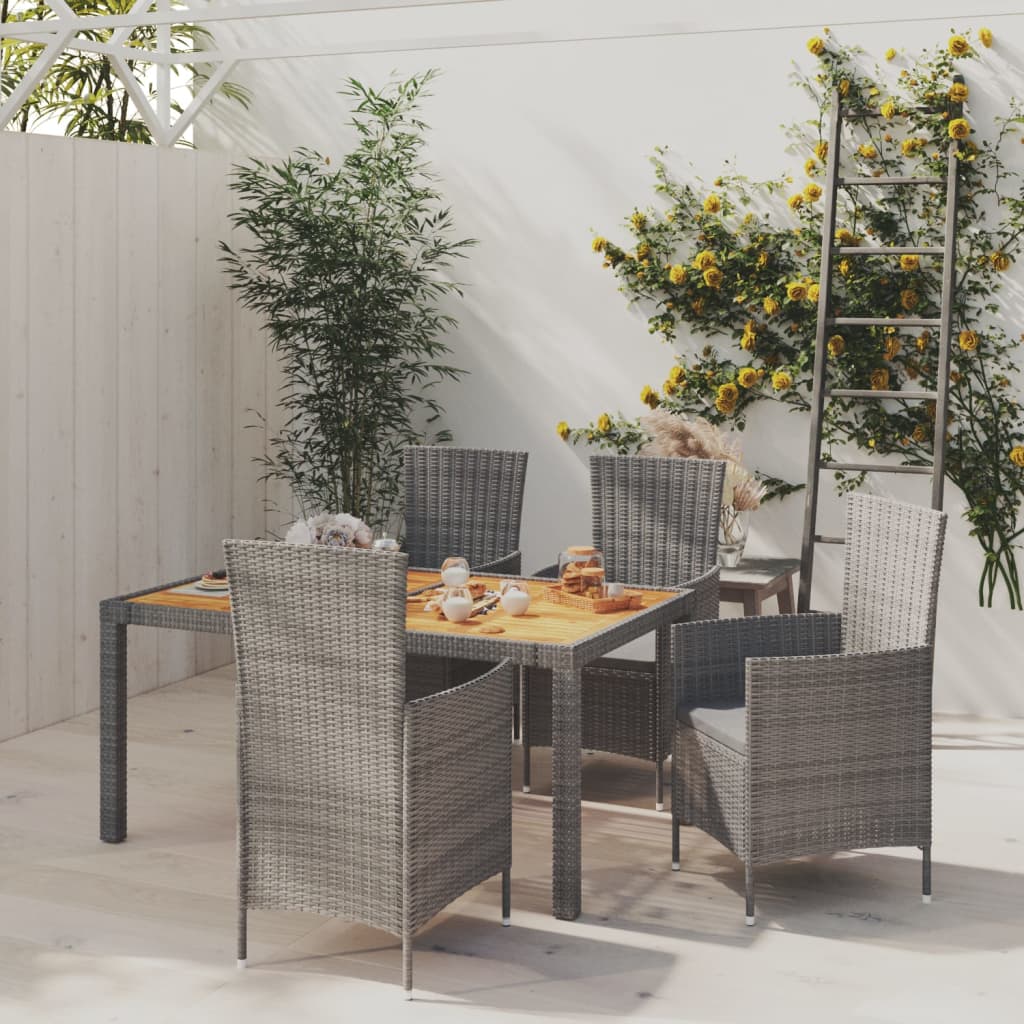 9-Tlg. Garten-Essgruppe Mit Kissen Poly Rattan Schwarz