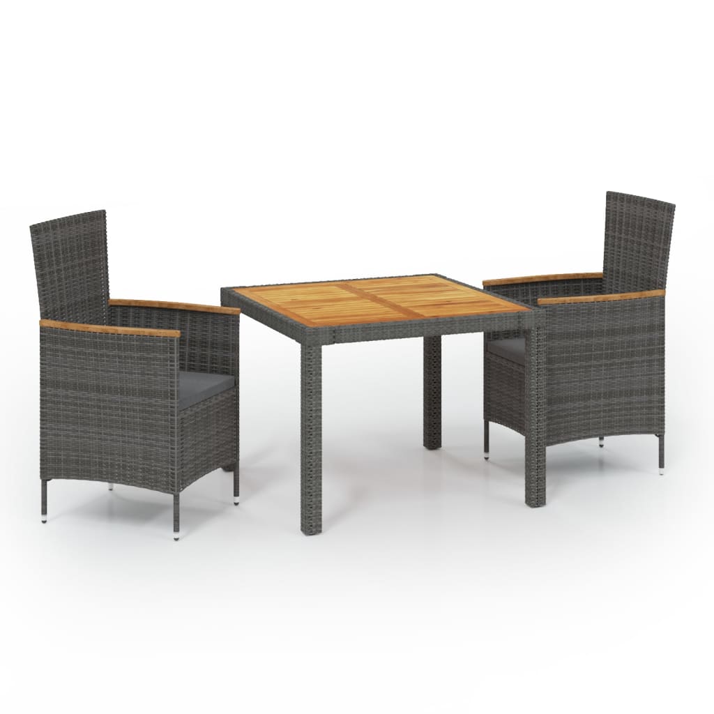 5-Tlg. Garten-Essgruppe Mit Kissen Poly Rattan Grau
