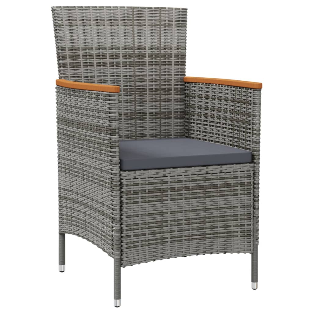 7-Tlg. Garten-Essgruppe Mit Kissen Poly Rattan Grau