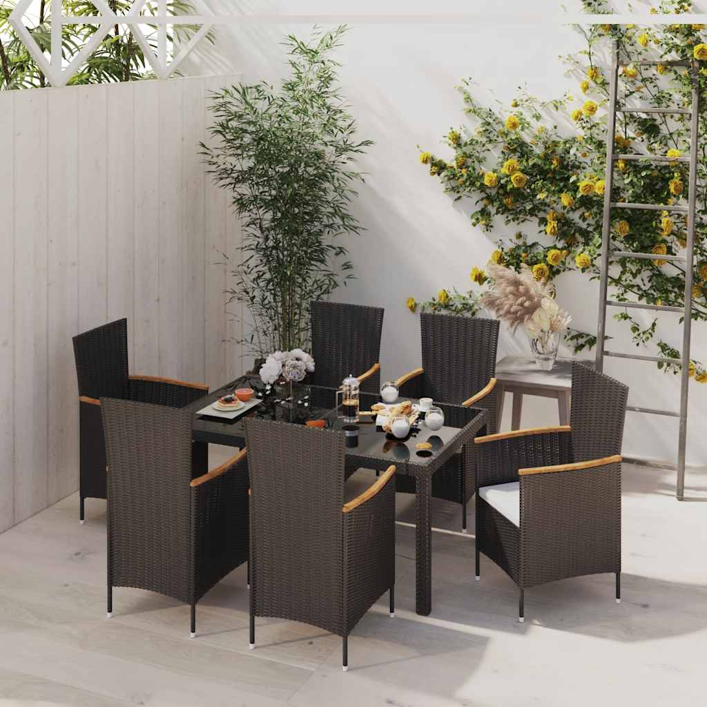 7-Tlg. Garten-Essgruppe Mit Kissen Poly Rattan Grau