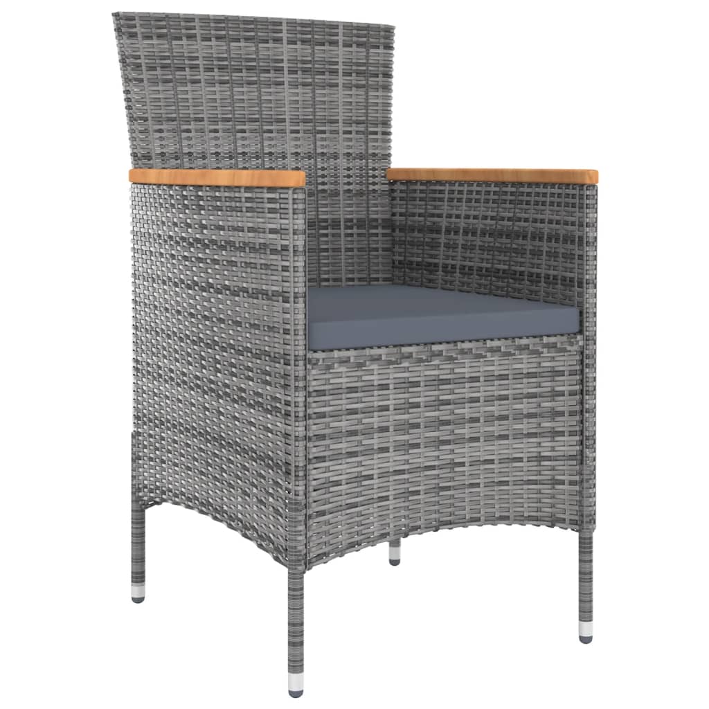 5-Tlg. Garten-Essgruppe Mit Kissen Poly Rattan Grau