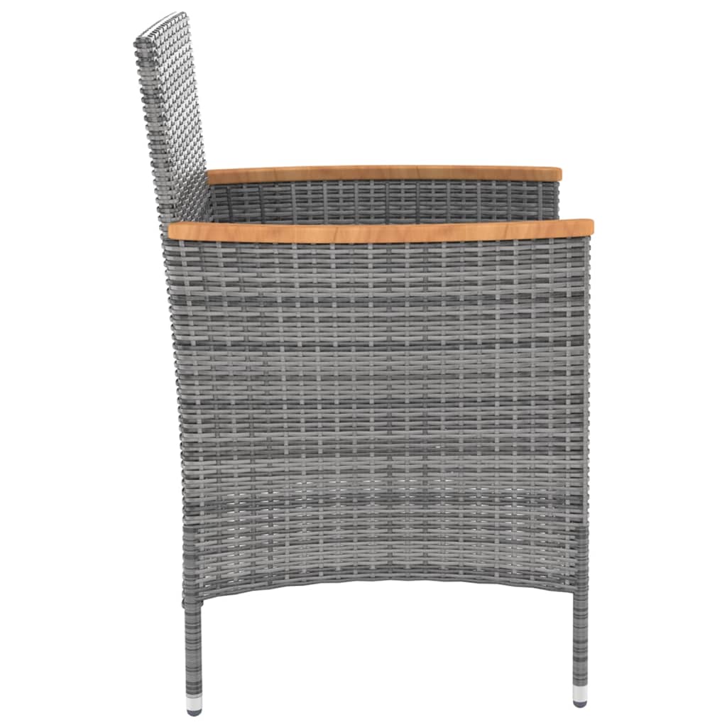 5-Tlg. Garten-Essgruppe Mit Kissen Poly Rattan Grau