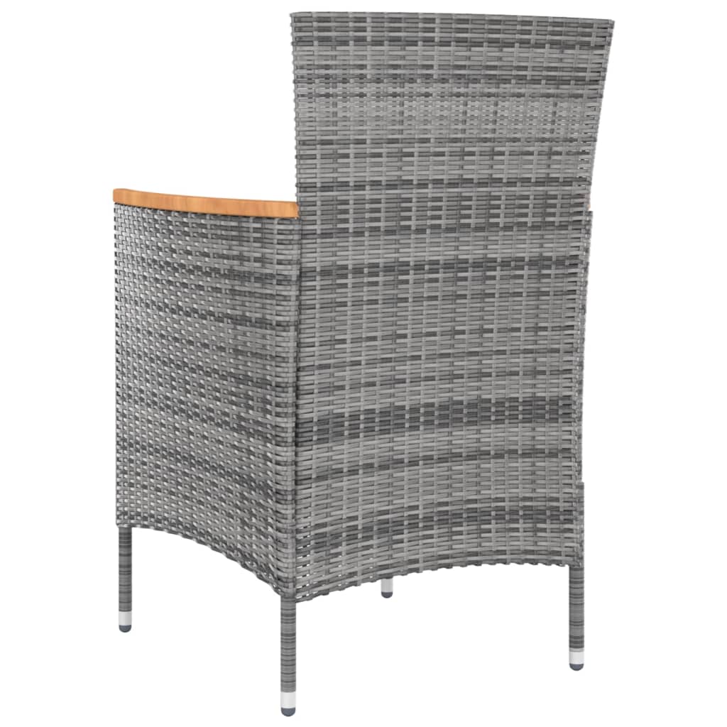 5-Tlg. Garten-Essgruppe Mit Kissen Poly Rattan Grau
