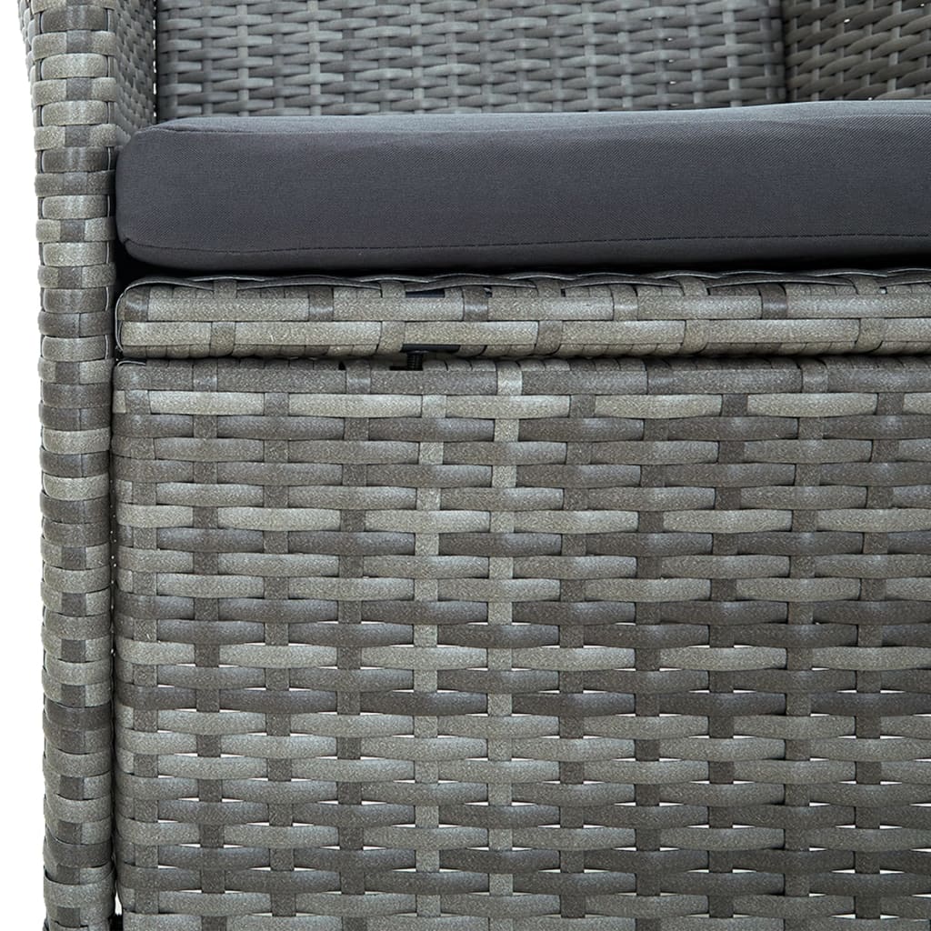 5-Tlg. Garten-Essgruppe Mit Kissen Poly Rattan Grau