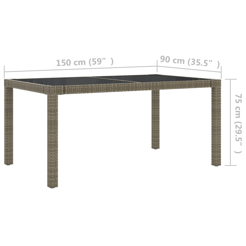 5-Tlg. Garten-Essgruppe Mit Kissen Poly Rattan Grau