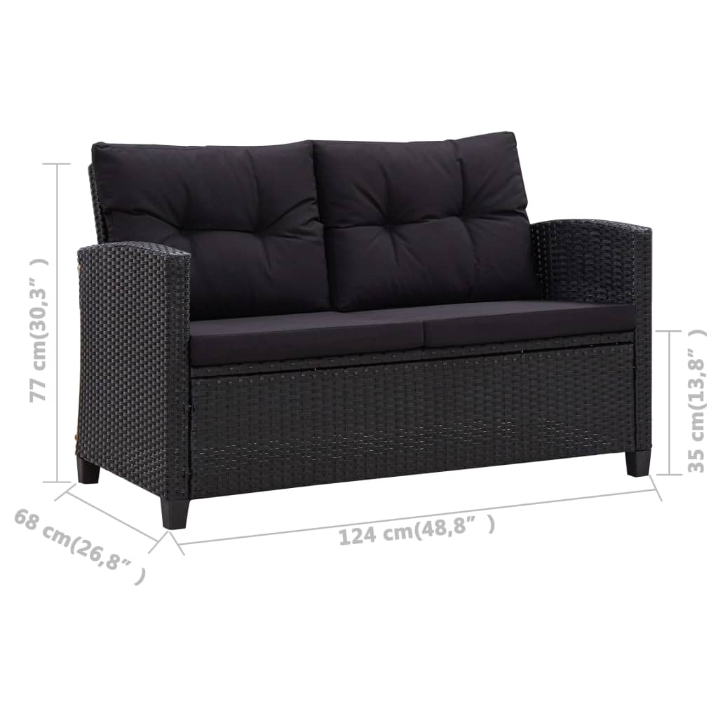 3-Tlg. Garten-Essgruppe Mit Kissen Poly Rattan