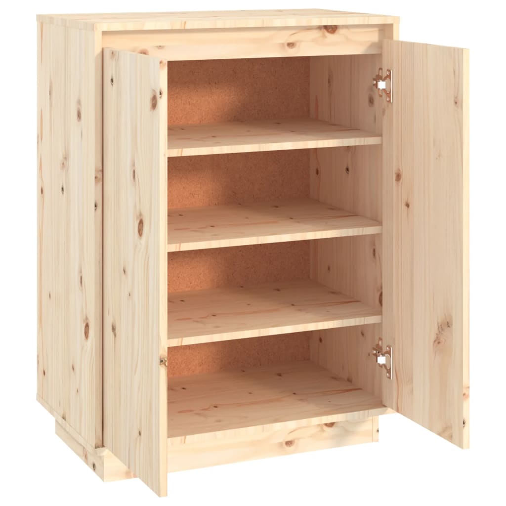 Schuhschrank 60X35X80 Cm Massivholz Kiefer Natur