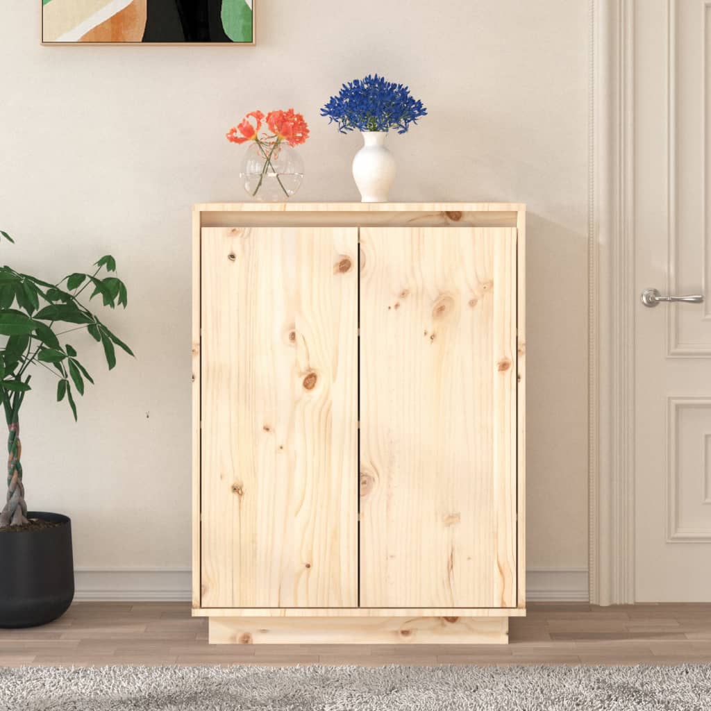 Schuhschrank 60X35X80 Cm Massivholz Kiefer Natur