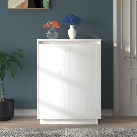 Schuhschrank 60X35X80 Cm Massivholz Kiefer Weiß