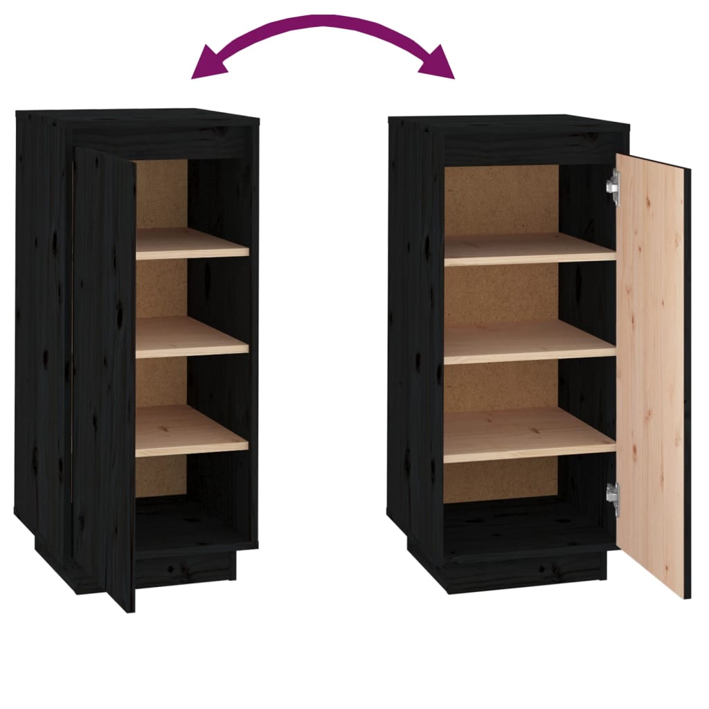 Schuhschrank 35X35X80 Cm Massivholz Kiefer Schwarz