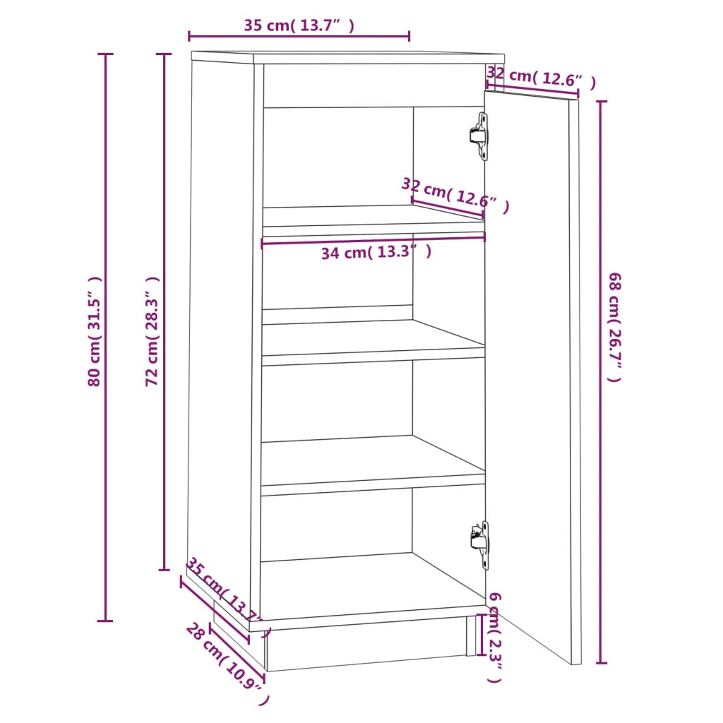 Schuhschrank 35X35X80 Cm Massivholz Kiefer Schwarz
