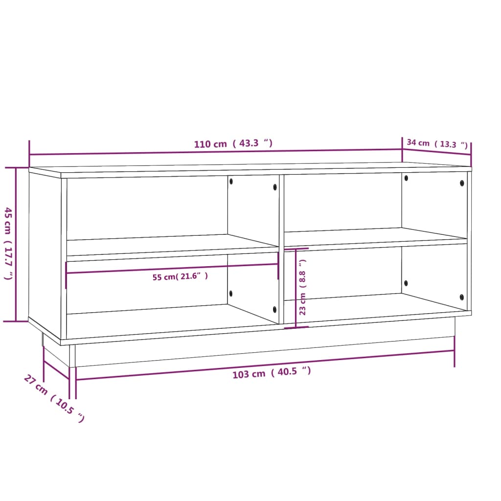 Schuhregal 110X34X45 Cm Massivholz Kiefer Honigbraun