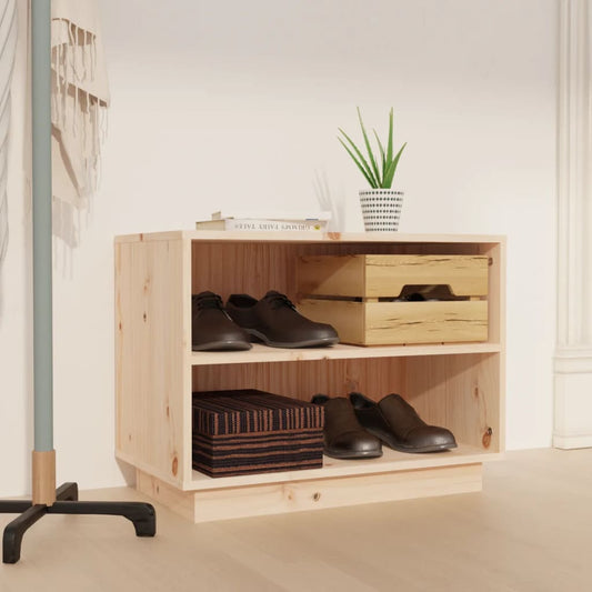 Schuhregal 60X34X45 Cm Massivholz Kiefer Natur