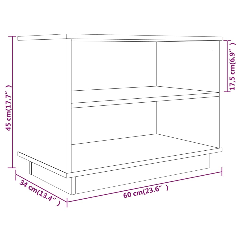 Schuhschrank 60X34X45 Cm Massivholz Kiefer Grau