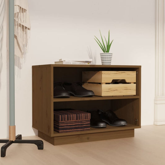 Schuhschrank 60X34X45 Cm Massivholz Kiefer Honigbraun
