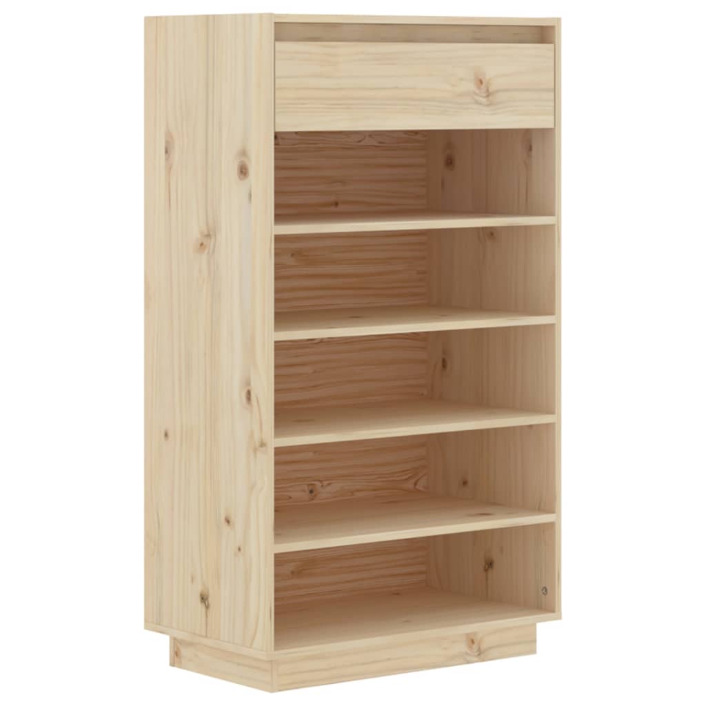 Schuhregal 60X34X105 Cm Massivholz Kiefer Natur