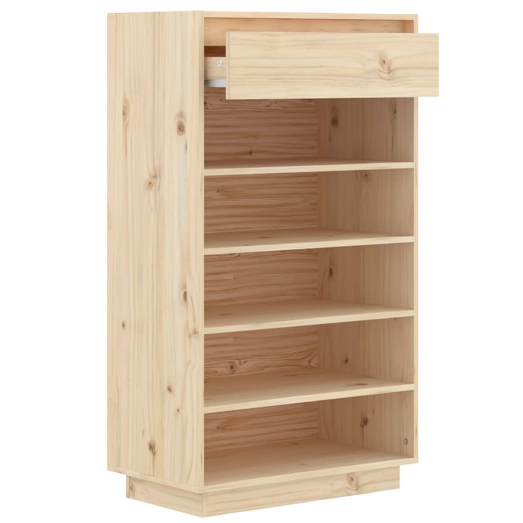 Schuhregal 60X34X105 Cm Massivholz Kiefer Natur