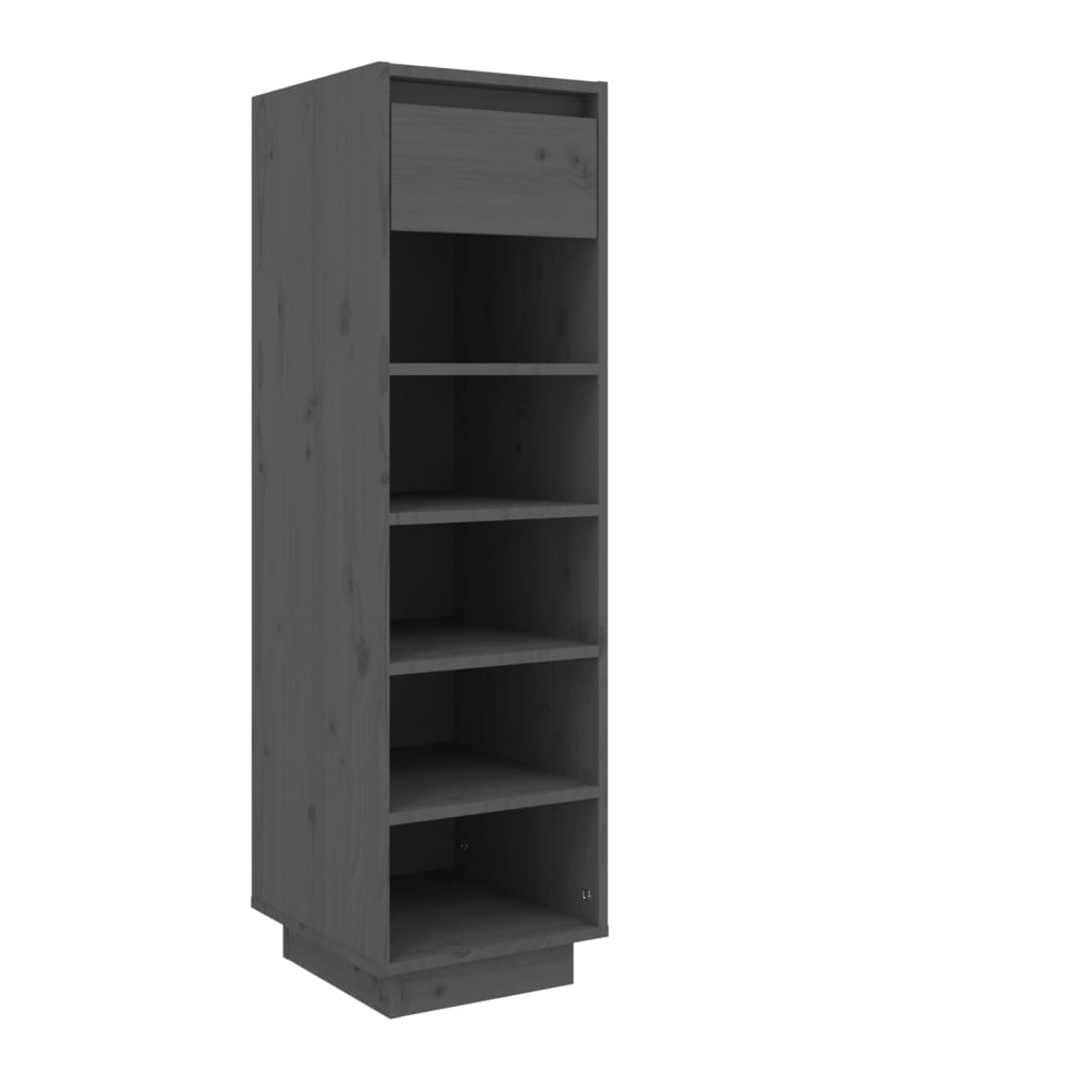 Schuhregal 30X34X105 Cm Massivholz Kiefer Grau