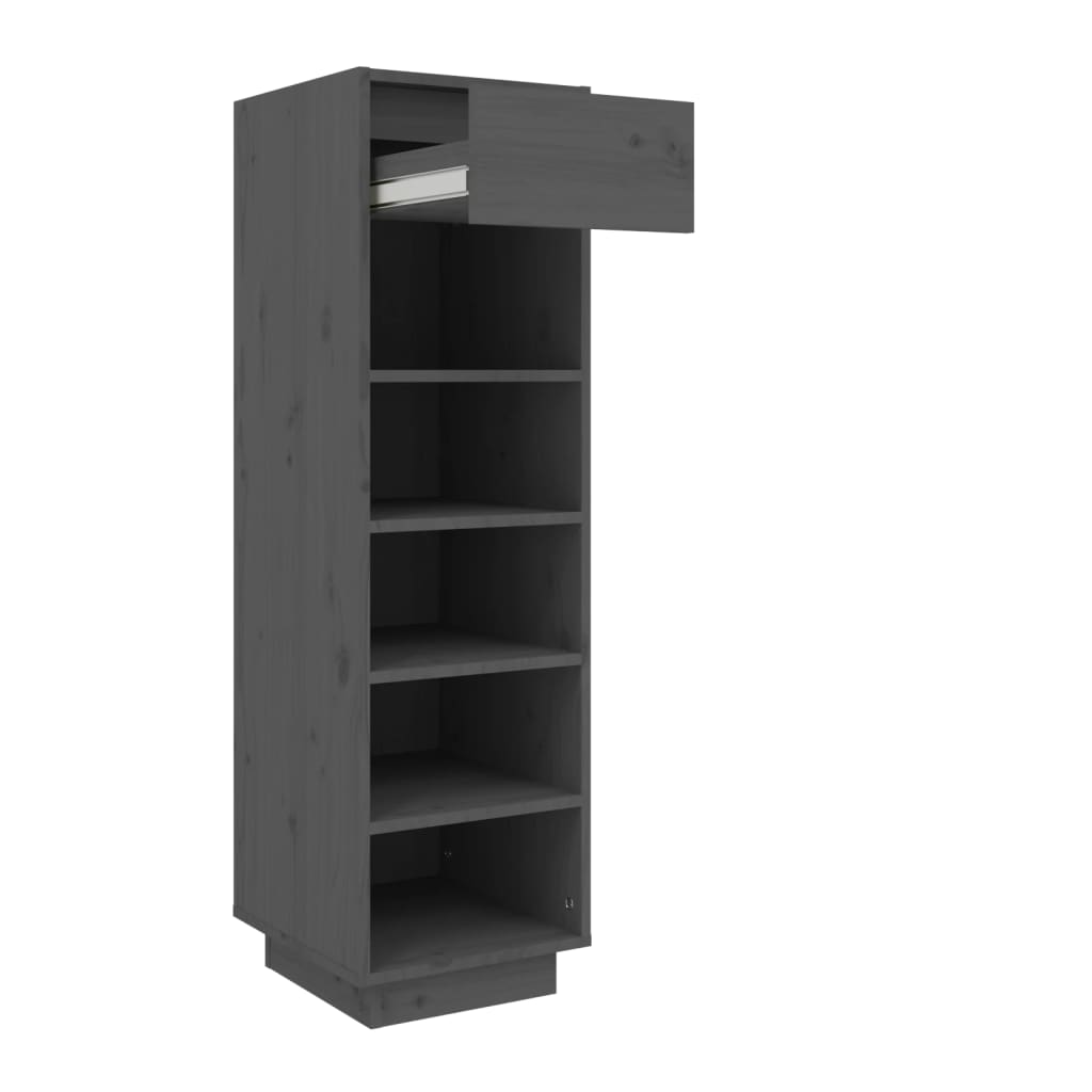 Schuhregal 30X34X105 Cm Massivholz Kiefer Grau