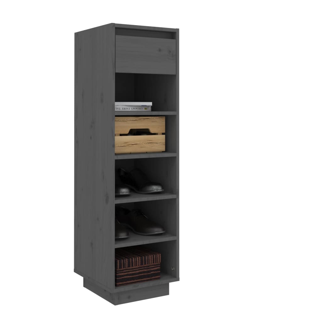 Schuhregal 30X34X105 Cm Massivholz Kiefer Grau