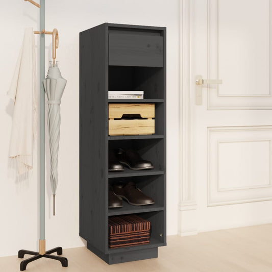 Schuhregal 30X34X105 Cm Massivholz Kiefer Grau
