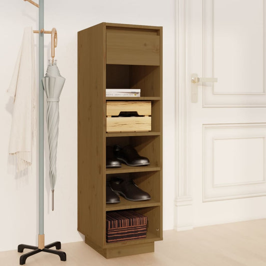 Schuhregal 30X34X105 Cm Massivholz Kiefer Honigbraun