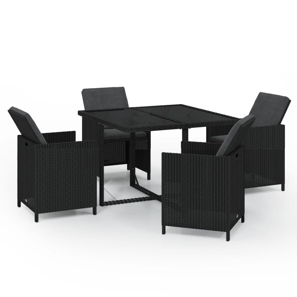 5-Tlg. Garten-Essgruppe Mit Kissen Poly Rattan