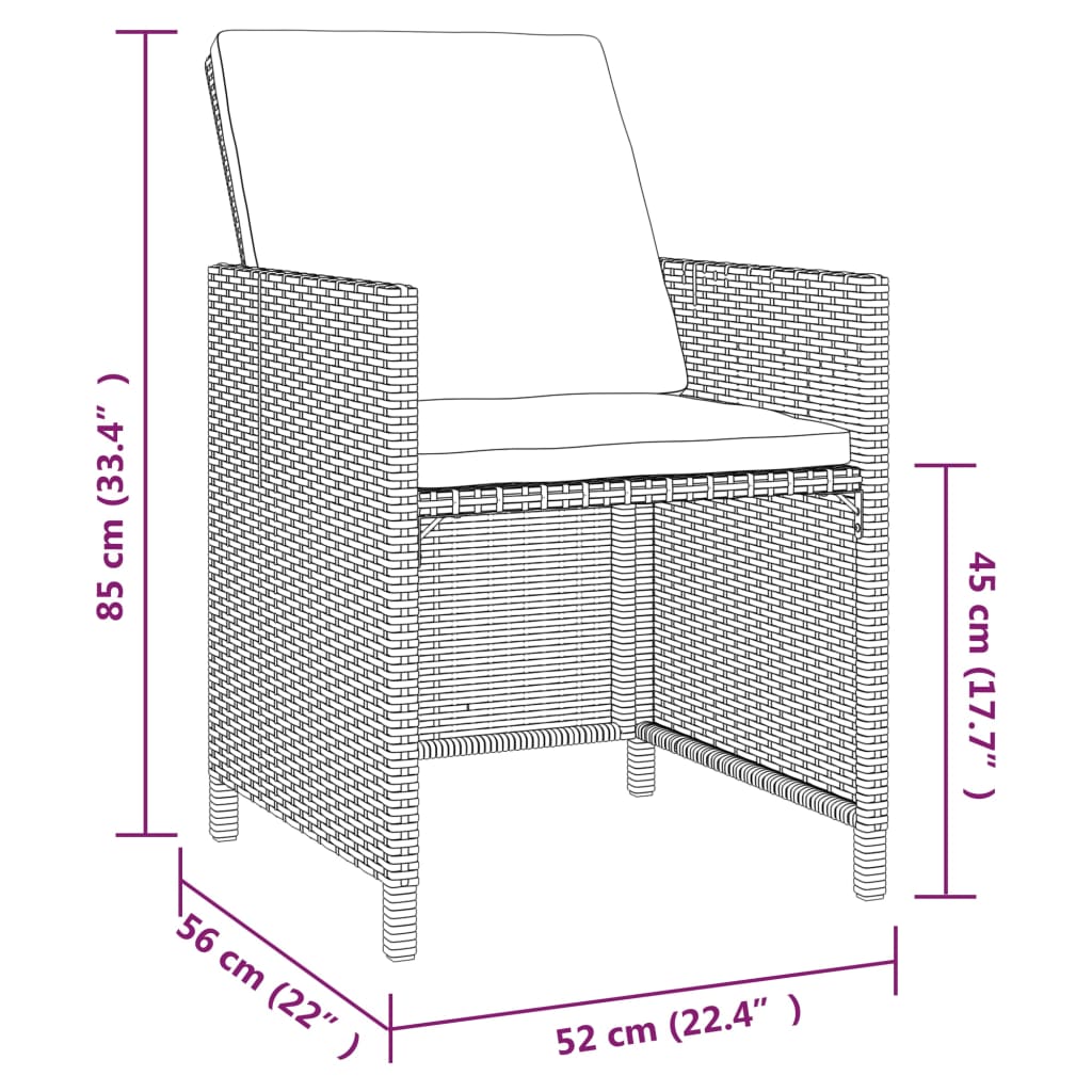 5-Tlg. Garten-Essgruppe Mit Kissen Poly Rattan
