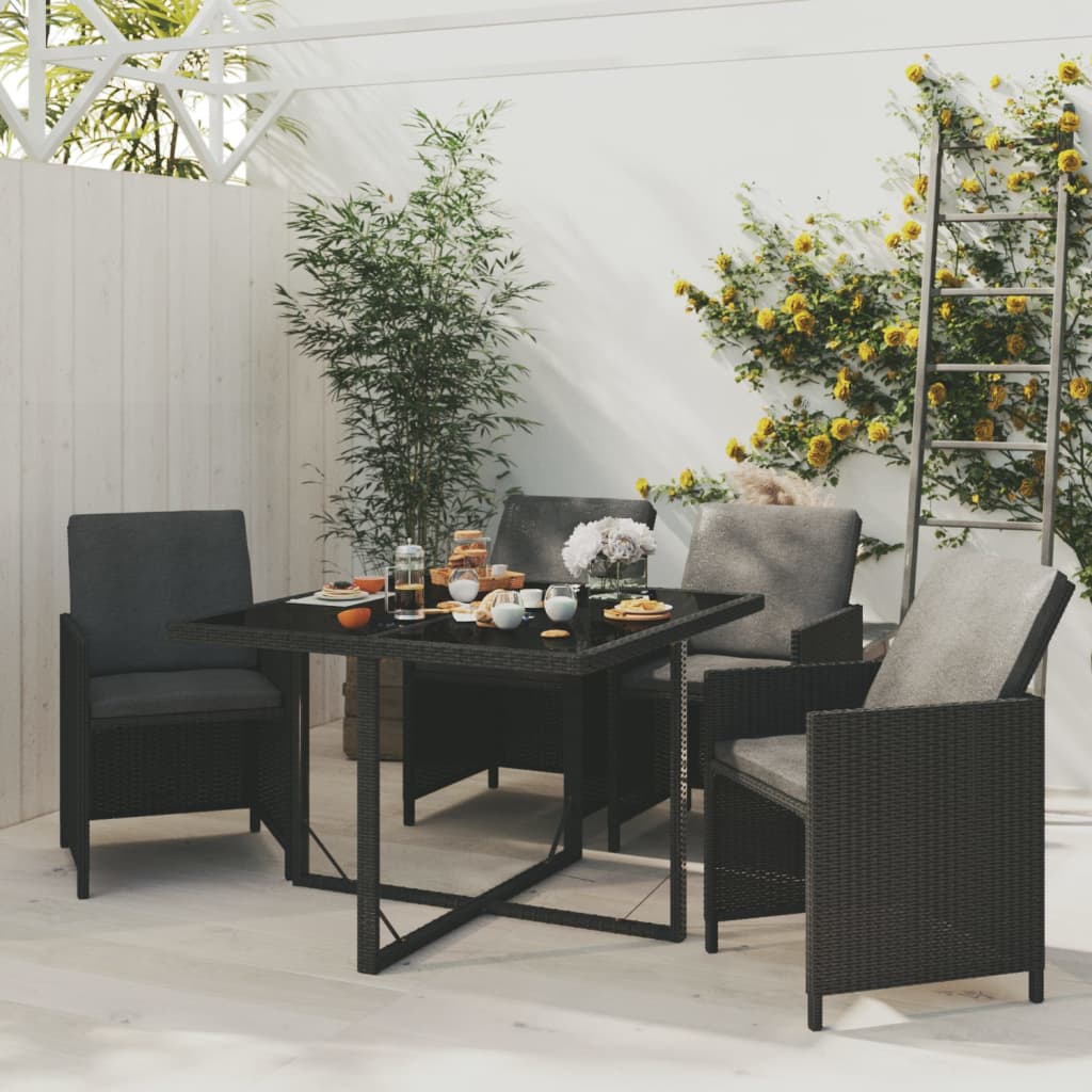 5-Tlg. Garten-Essgruppe Mit Kissen Poly Rattan