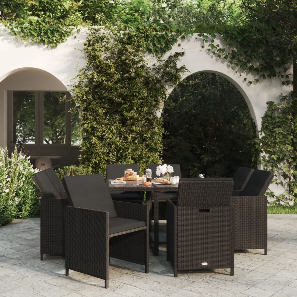 5-Tlg. Garten-Essgruppe Mit Kissen Poly Rattan