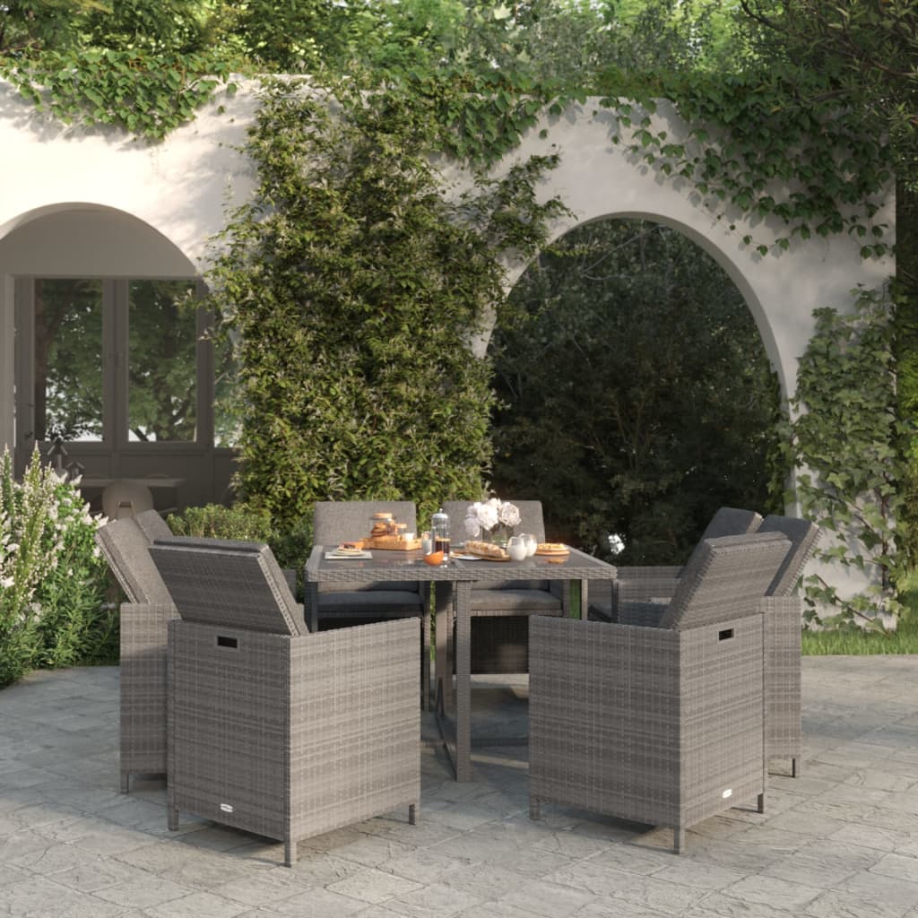 5-Tlg. Garten-Essgruppe Mit Kissen Poly Rattan
