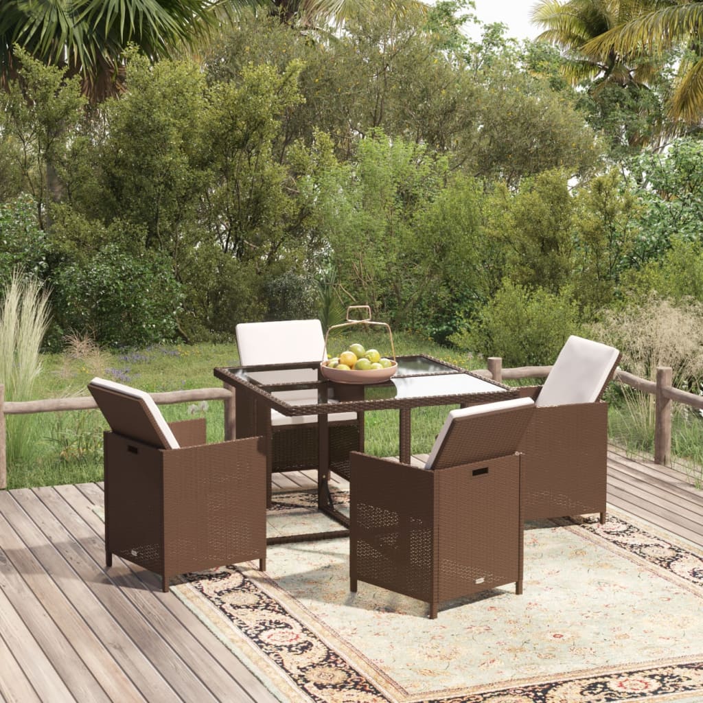 5-Tlg. Garten-Essgruppe Mit Kissen Poly Rattan