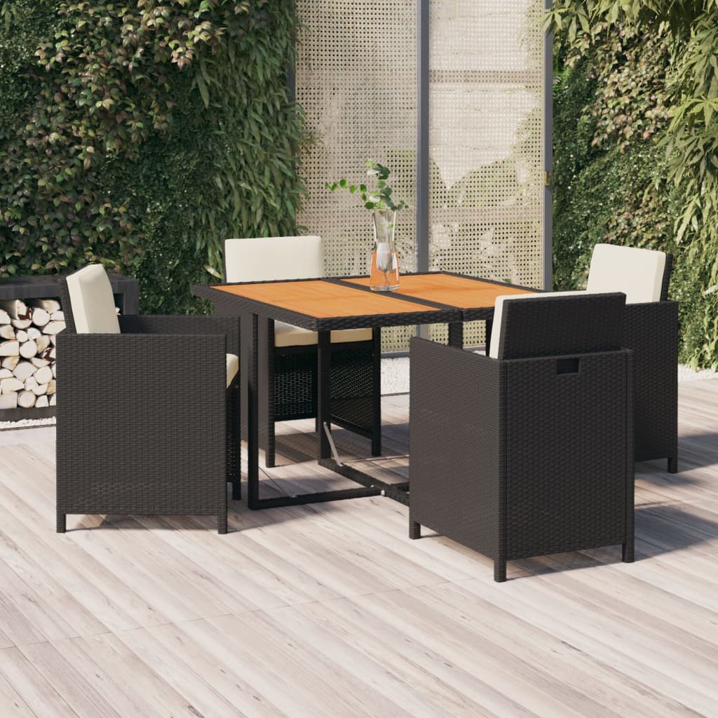 5-Tlg. Garten-Essgruppe Mit Kissen Poly Rattan