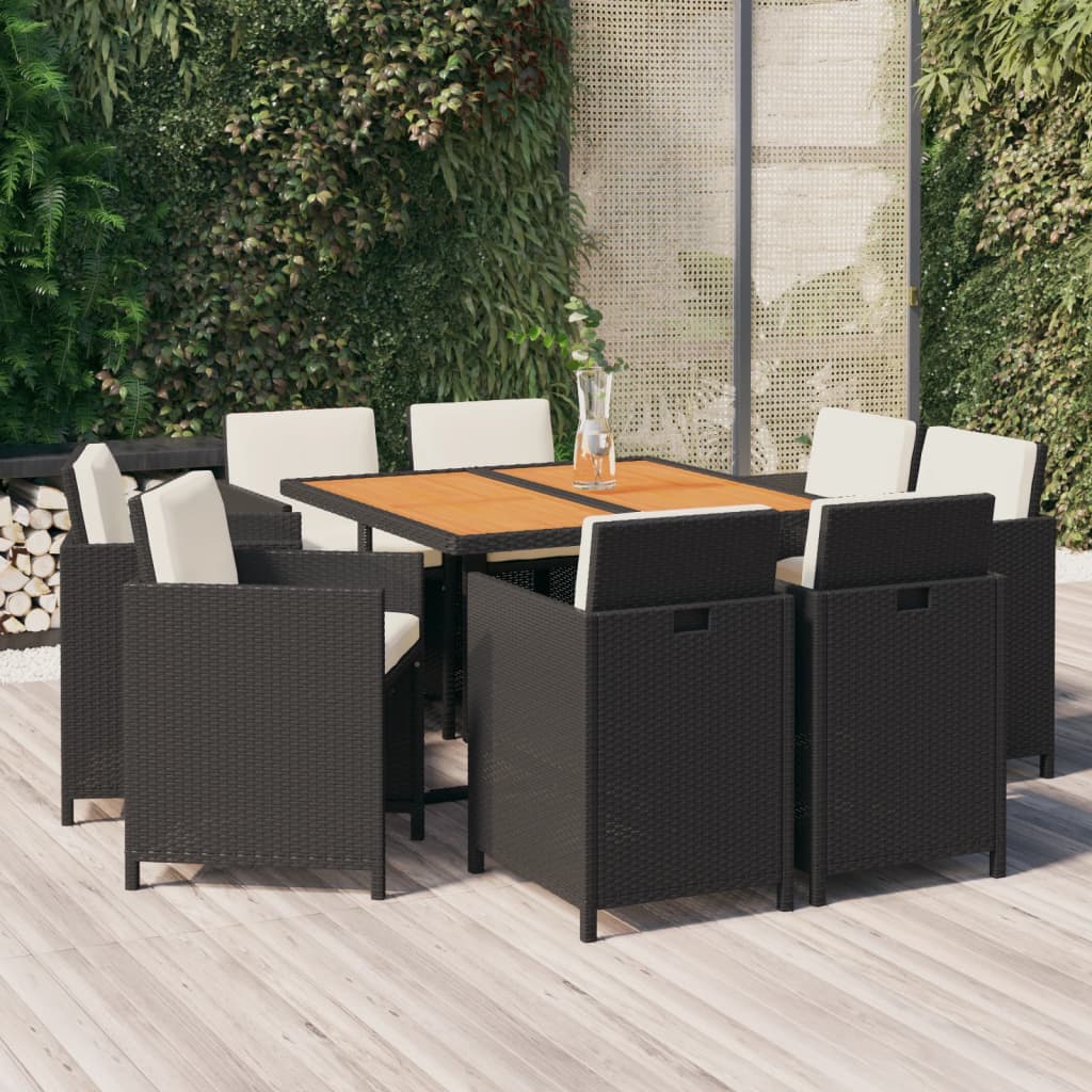 5-Tlg. Garten-Essgruppe Mit Kissen Poly Rattan
