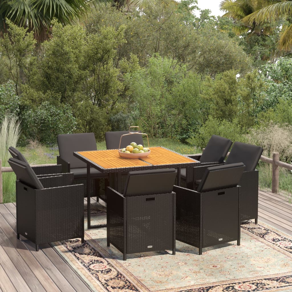 5-Tlg. Garten-Essgruppe Mit Kissen Poly Rattan