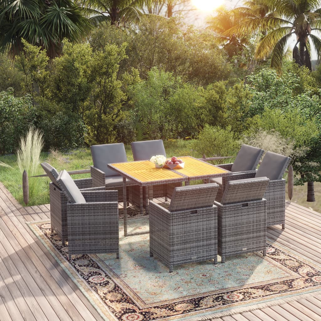 5-Tlg. Garten-Essgruppe Mit Kissen Poly Rattan