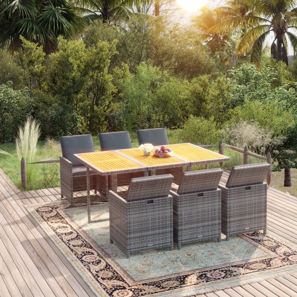 5-Tlg. Garten-Essgruppe Mit Kissen Poly Rattan