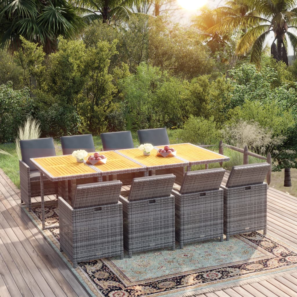 5-Tlg. Garten-Essgruppe Mit Kissen Poly Rattan