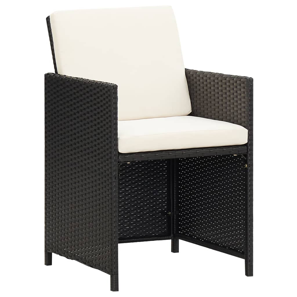 11-Tlg. Garten-Essgruppe Mit Kissen Poly Rattan Schwarz
