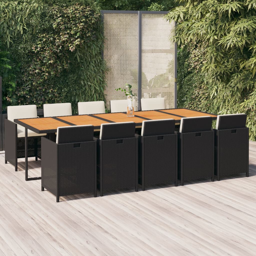 15-Tlg. Garten-Essgruppe Mit Kissen Poly Rattan Beige