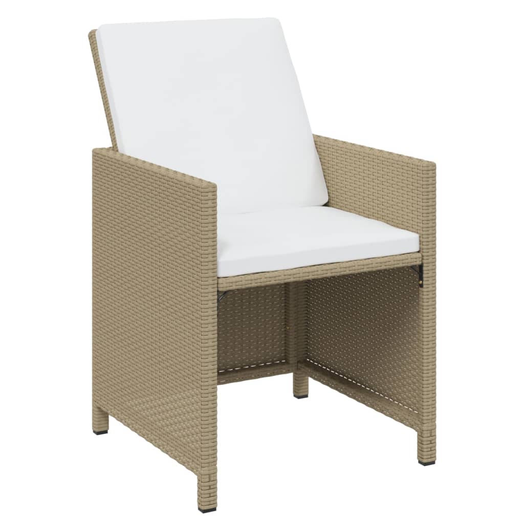 15-Tlg. Garten-Essgruppe Mit Kissen Poly Rattan Beige
