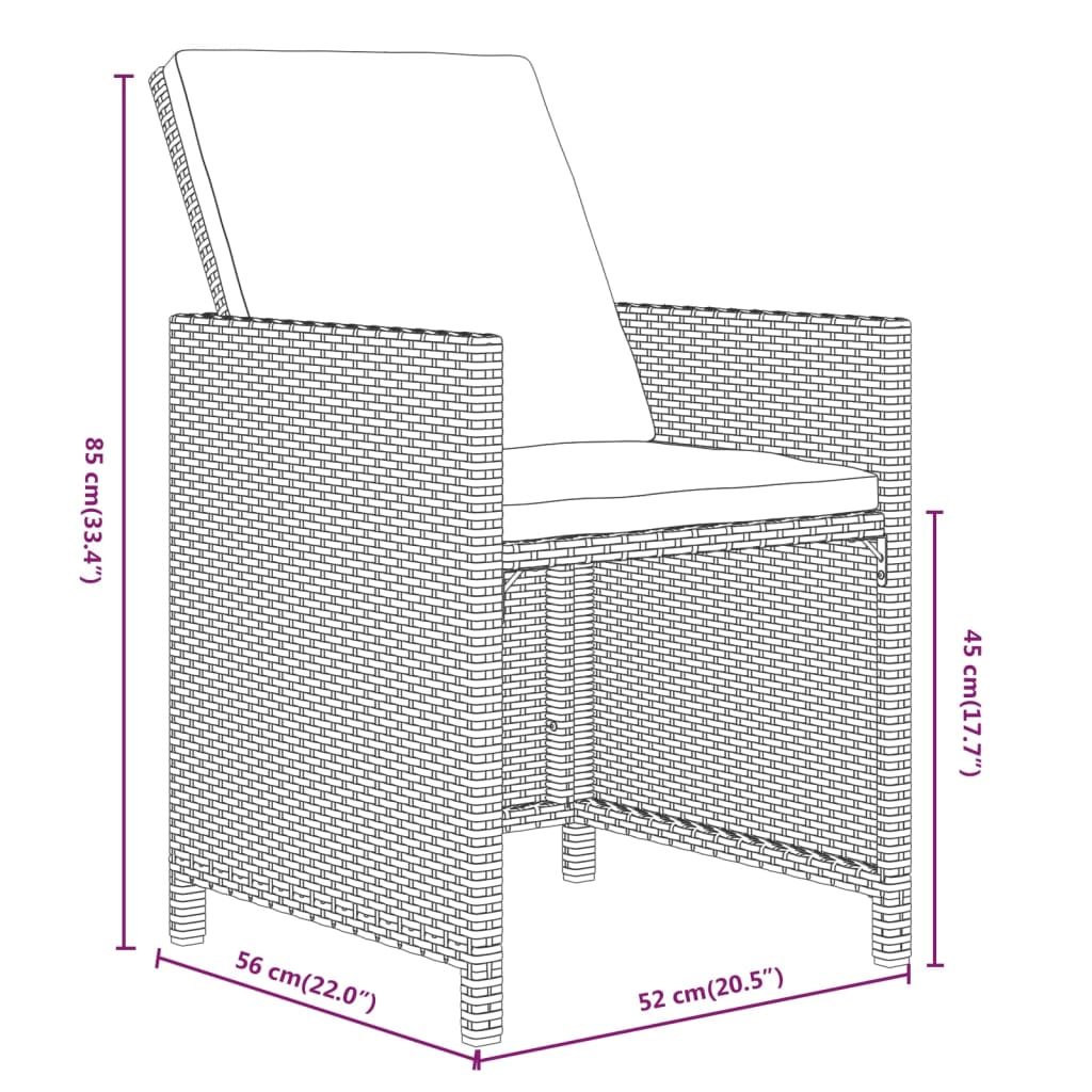 15-Tlg. Garten-Essgruppe Mit Kissen Poly Rattan Beige