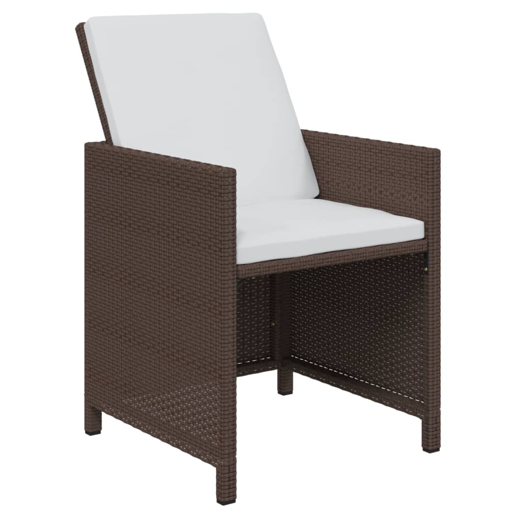 17-Tlg. Garten-Essgruppe Mit Kissen Poly Rattan Braun