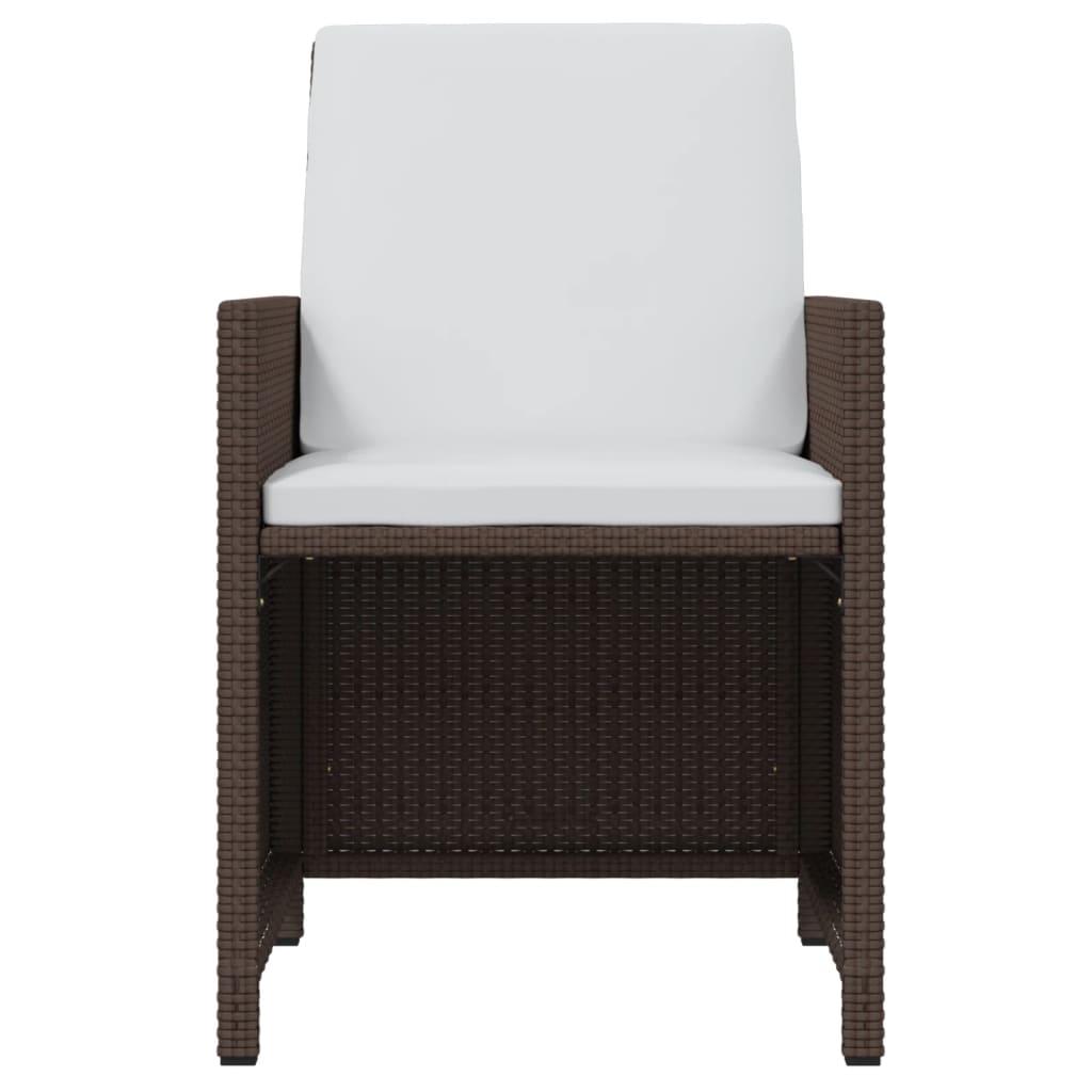 17-Tlg. Garten-Essgruppe Mit Kissen Poly Rattan Braun